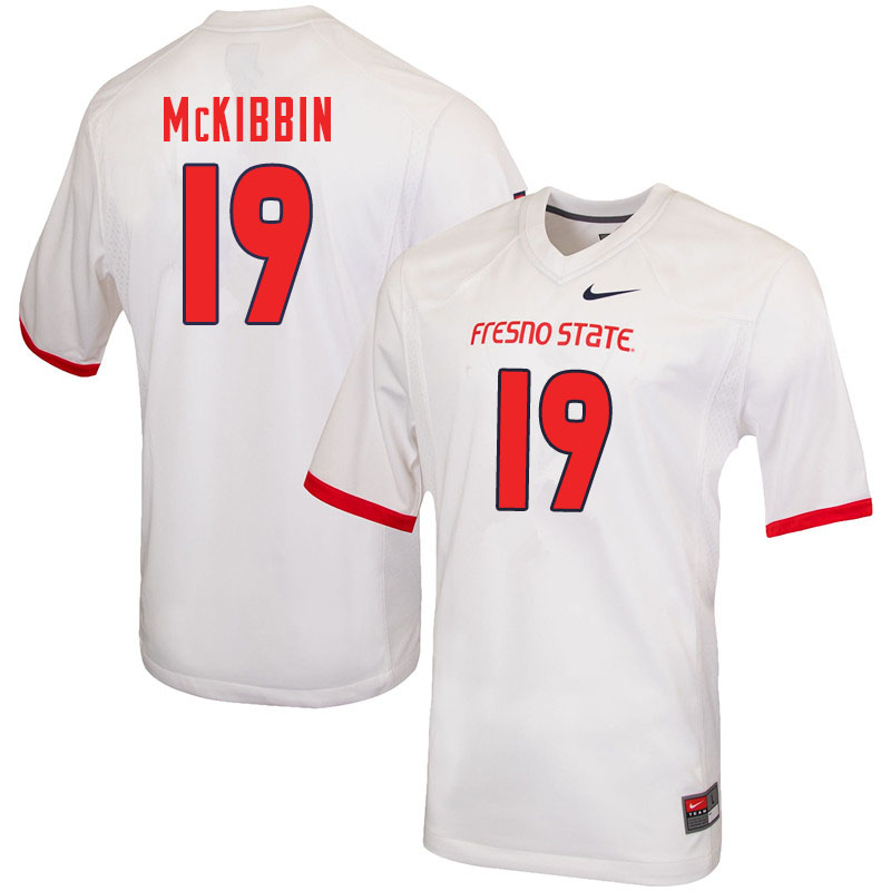 Men #19 Blaze McKibbin Fresno State Bulldogs College Football Jerseys Sale-White